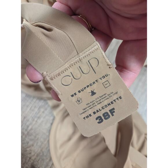 CUUP The Balconette - Mesh Taupe Bra Darted Seam Size 38F - Picture 5 of 7